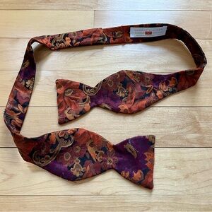 Bow Tie - Purple and Orange Floral Pattern - 100% silk - Made in USA 🇺🇸